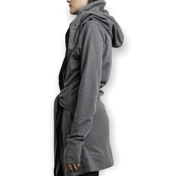 Nicholas K x Free People Sils Med Gray Black Velvet Hooded Wrap Cardigan Jacket - Picture 6 of 10